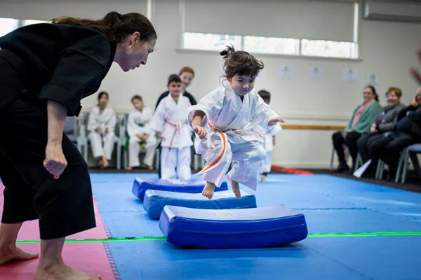 Young girl at martial arts class