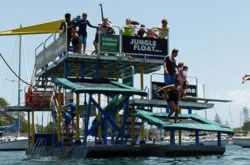 The Jungle Float mobile water park at Clontarf Beach