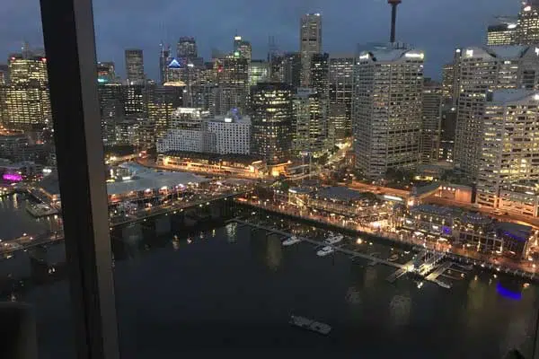 The Darling Harbour view at night