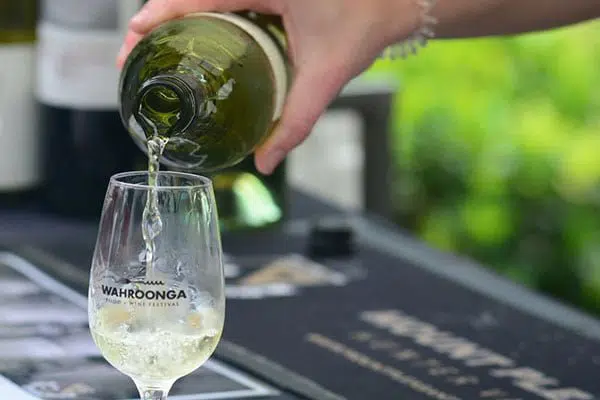 Wine being poured into a glass at Wahroonga Food & Wine Festival