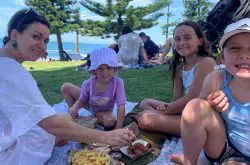 Fish and chips on the grass at Dee Why Beach