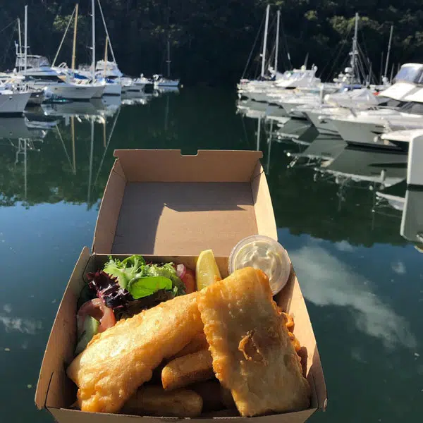 Fish and Chips at Waterside Bistro, Empire Marina Bobbin Head