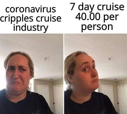 cruise travel meme covid