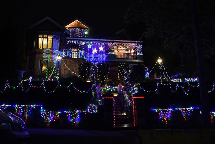 Spectacular Christmas lights on Prince Albert Avenue in Mosman