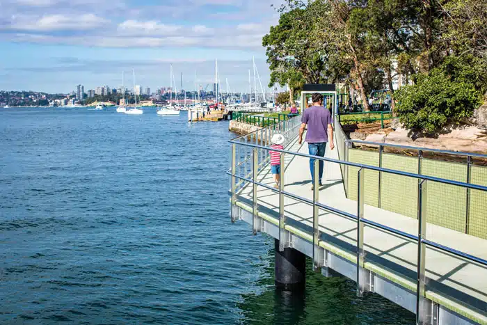 Over-water walkway from Sub Base Platypus to neighbouring Kesterton Park