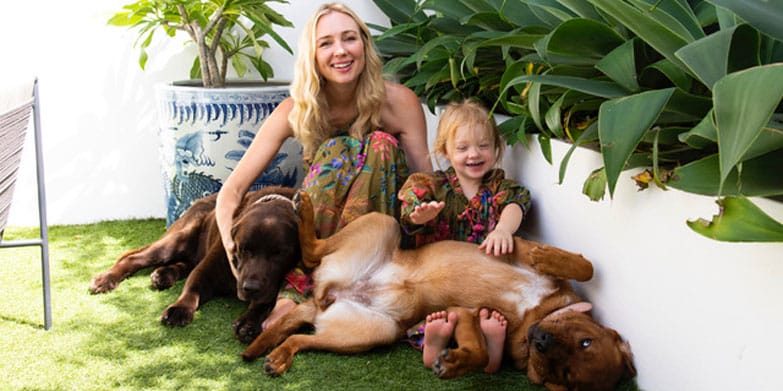 Canna Campbell with her kids & dogs