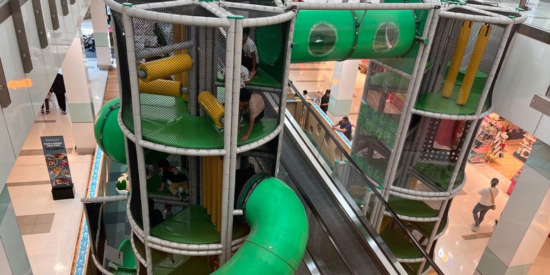 The integrated playground at Rhodes Waterside shopping centre